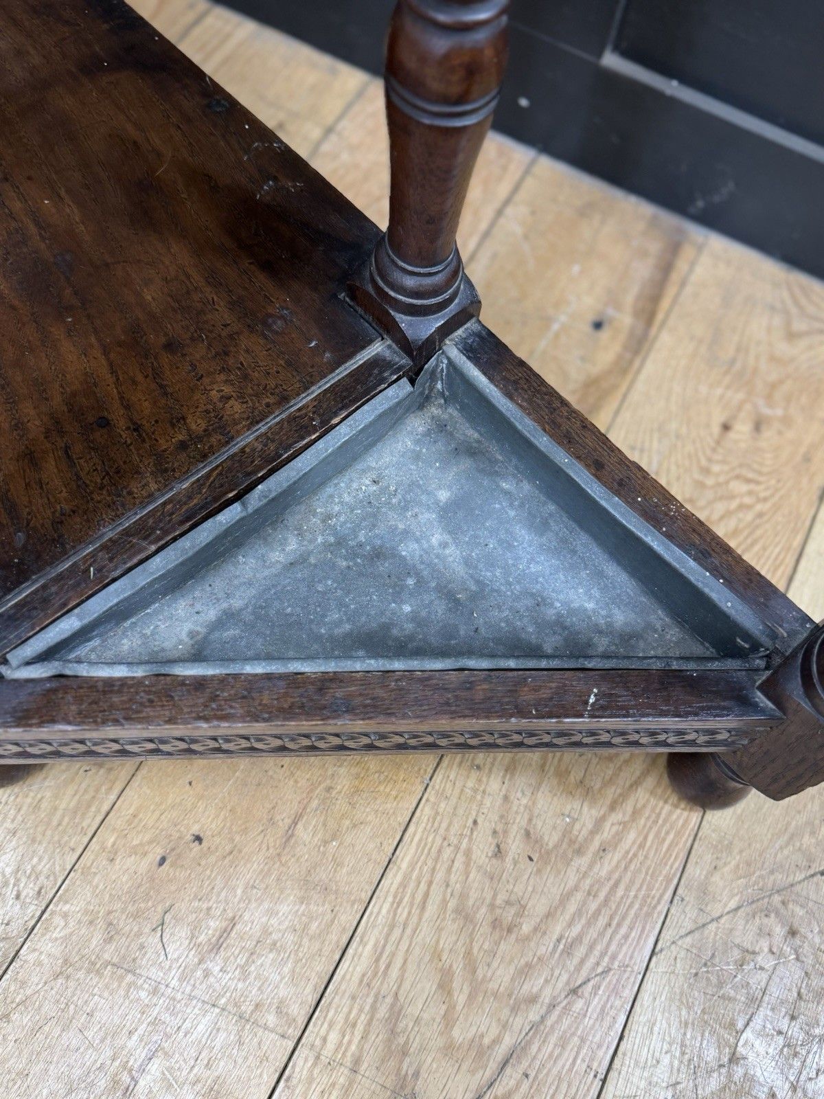 Antique Oak Hallway Coat & Hat Stand With Mirror And Storage photo vintage