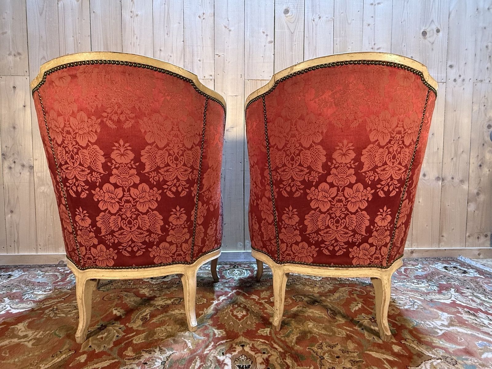 Paire De Bergères Gondoles De Style Louis XV Bois Réchampi photo vinterior