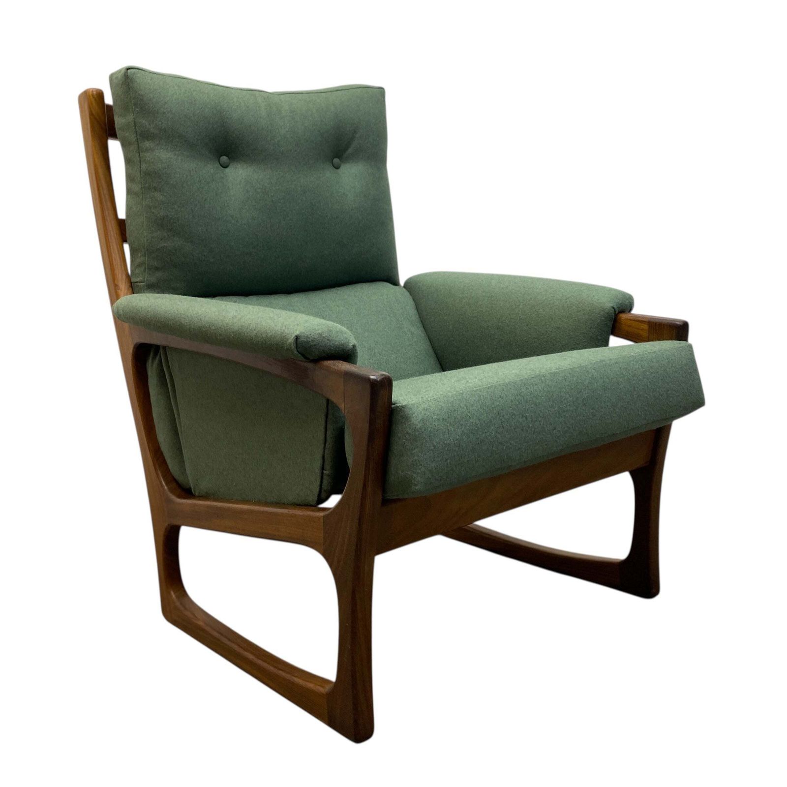 Midcentury Lounge Chair Green Danish Fully Refurbished photo for sale