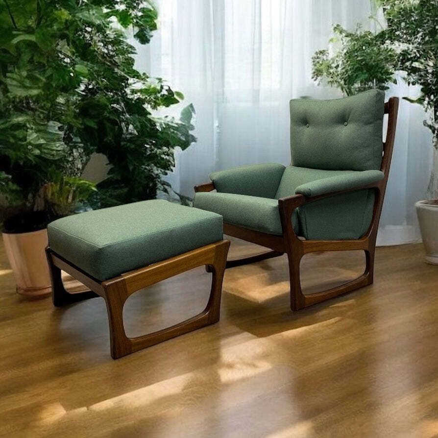 Midcentury Lounge Chair Green Danish Fully Refurbished photo vintage