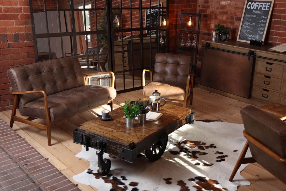 photo buy Industrial Style Trolley Cart Coffee Table