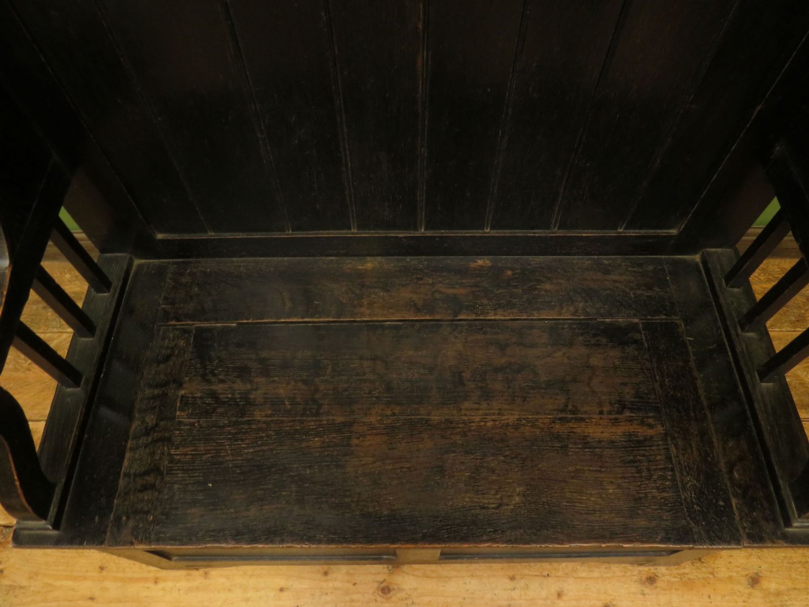 Furniture Arts And Crafts Oak Tavern Bench With Locker Seat photo