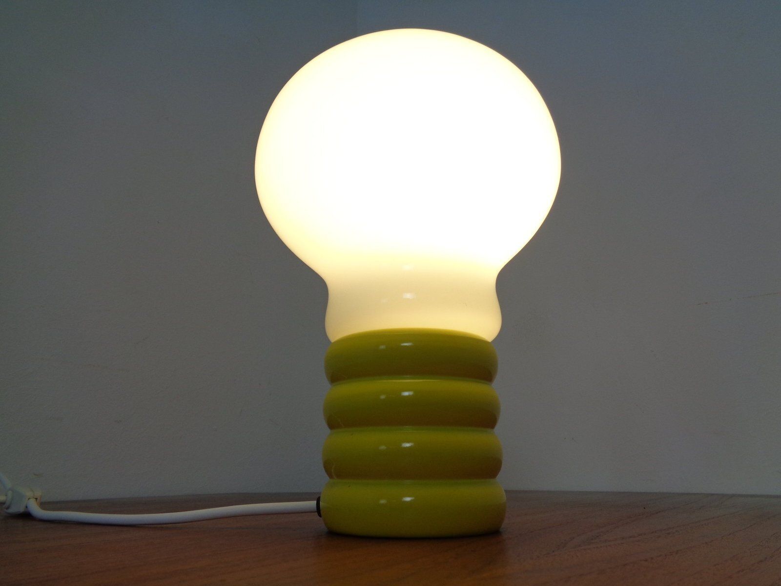 Yellow Opaline Glass Bulb Lamp By Ingo Maurer For M Design, 1960s photo for sale