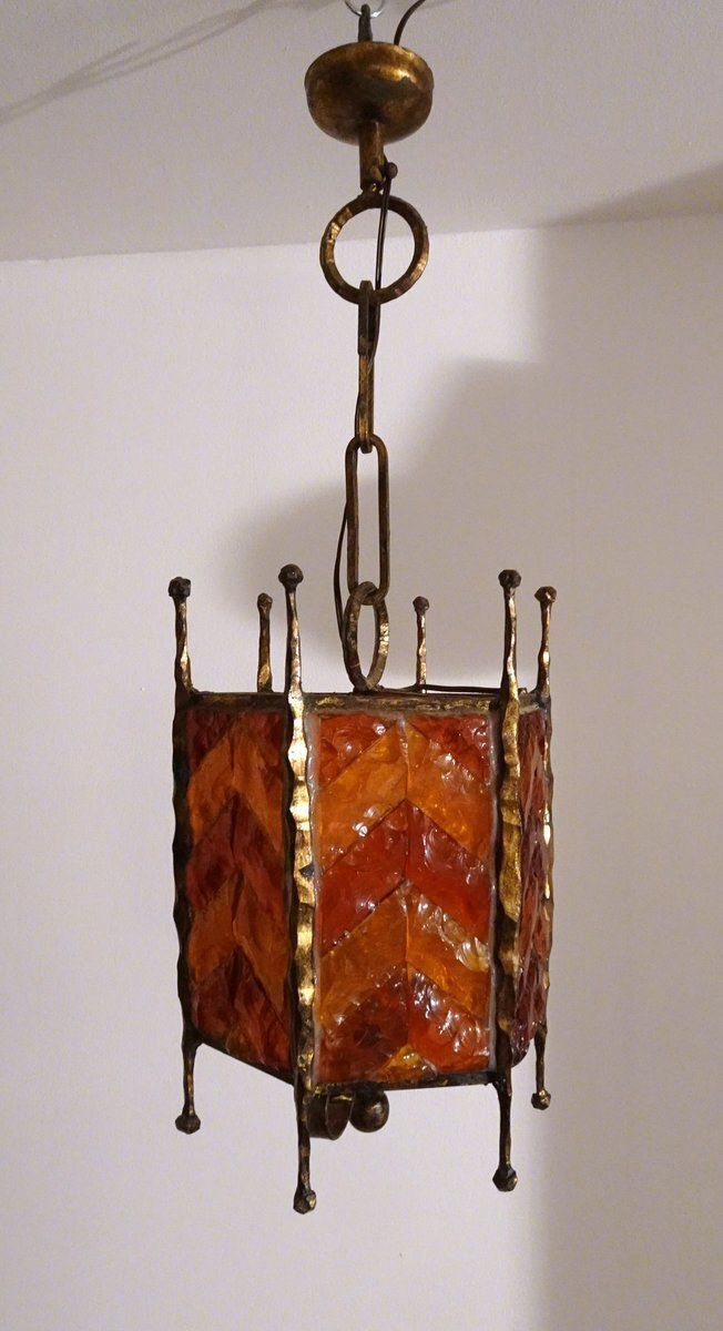 Mid Century Modern Brutalist Glass Pendant From Poliarte, 1970s