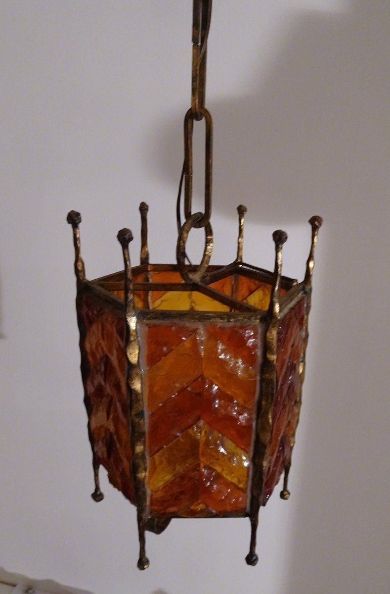 Mid Century Modern Brutalist Glass Pendant From Poliarte, 1970s photo 1290.0