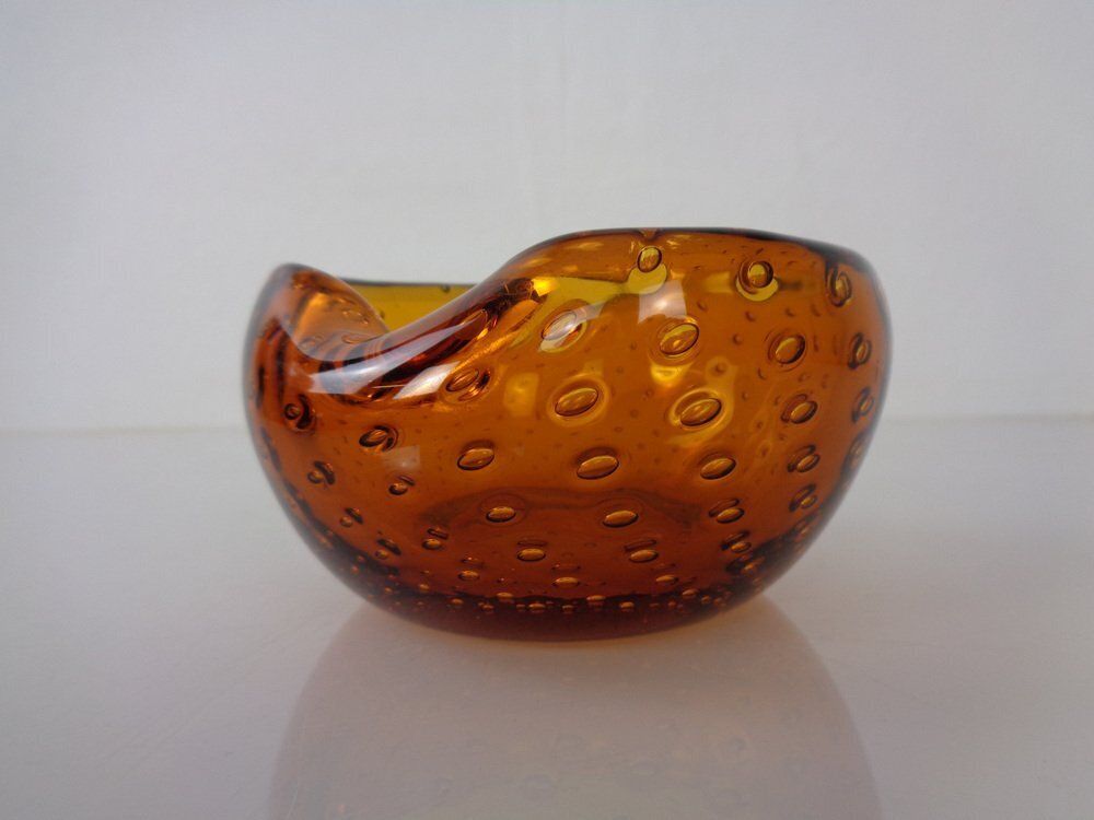 Amber Sommerso Murano Glass Ashtray, Italy, 1960s photo for sale
