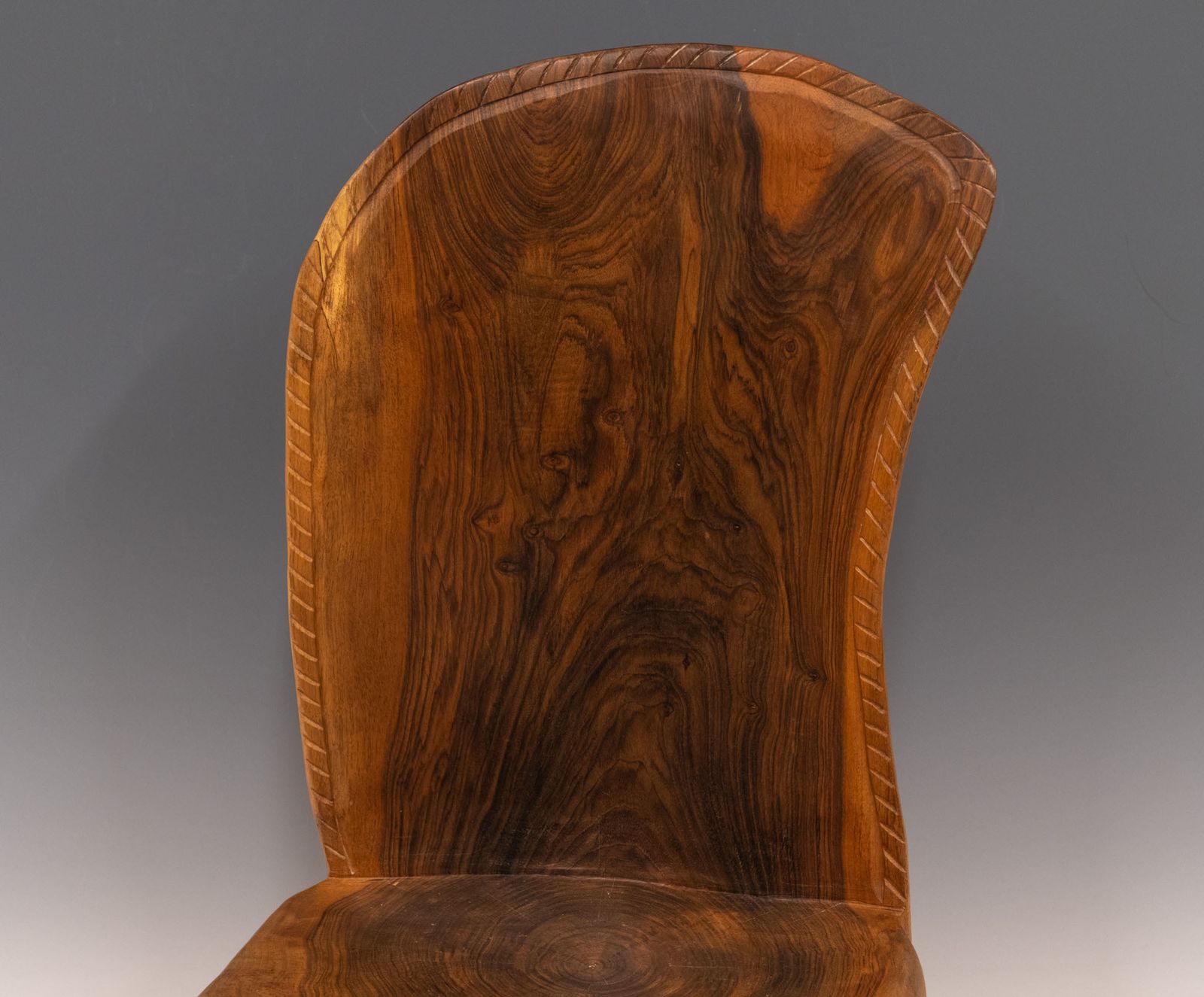 Pierre Decorse Organic Sculptural Walnut Wood Wabi Sabi Side Chair photo furniture