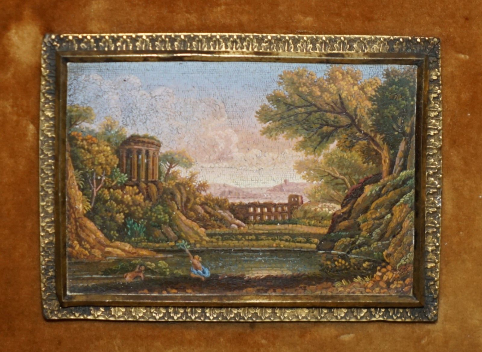 Pair Of Fine & Collectable Antique Circa 1820 Italian Rome Micromosaic Plaques photo buy