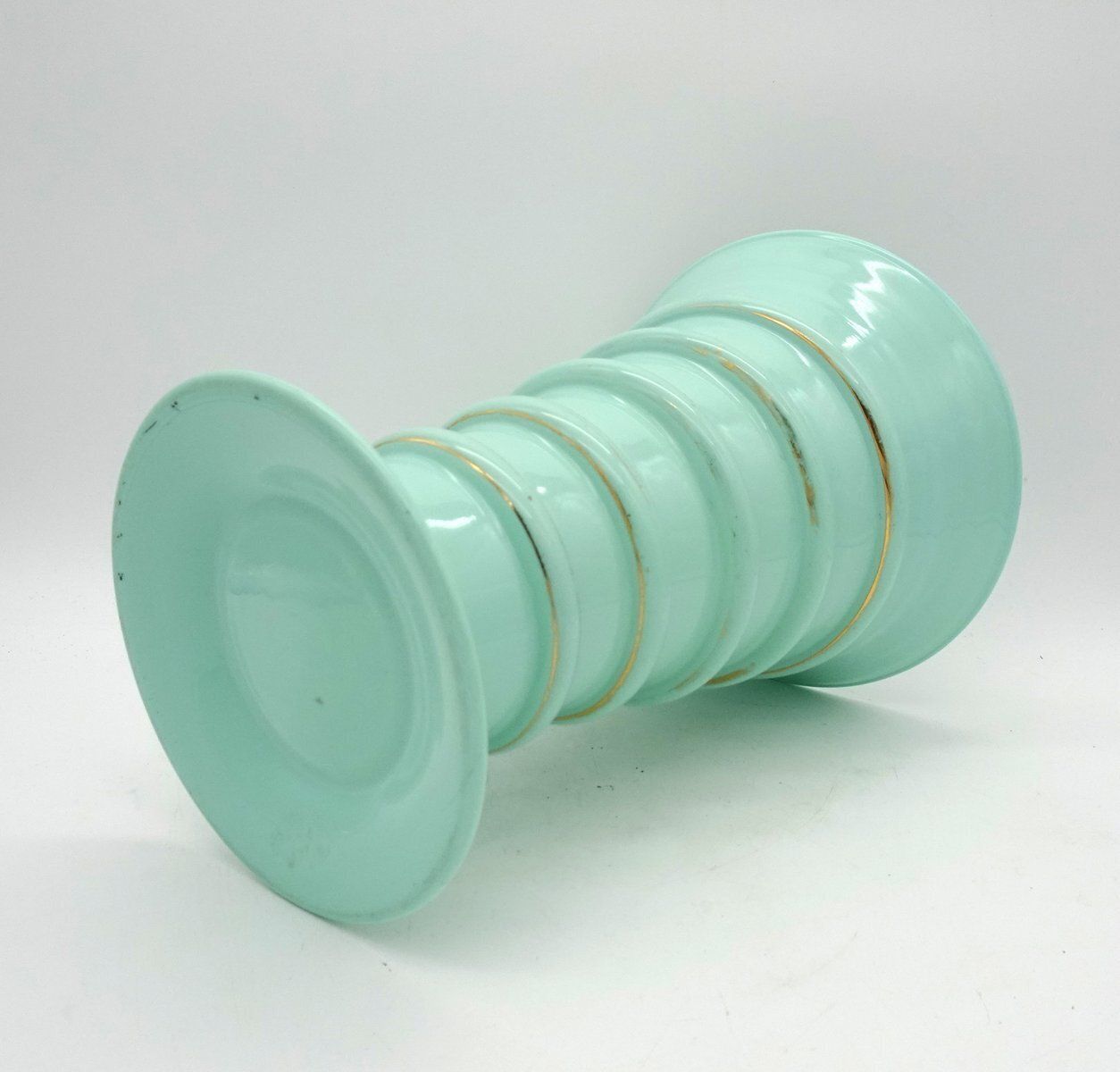 Art Deco Green Jadeite Art Glass Vase, 1920s photo for sale