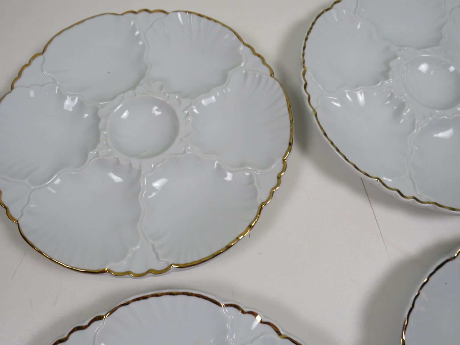 Vintage Belgian Oyster Plates By La Porcelaine De Baudour, Set Of 6 photo vintage