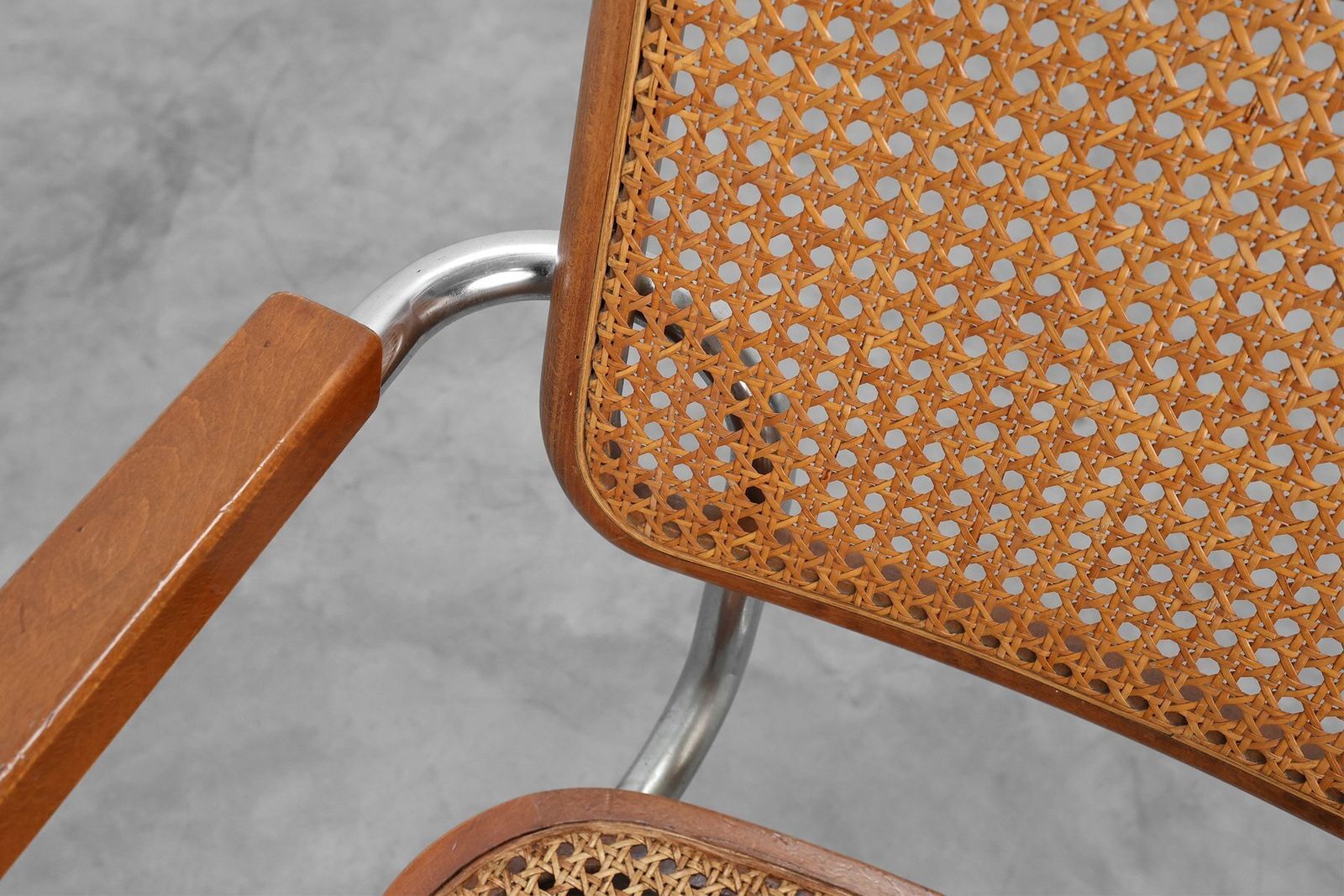 Furniture Bauhaus Armchair In Tubular Steel, Wood And Rattan, 1920 photo