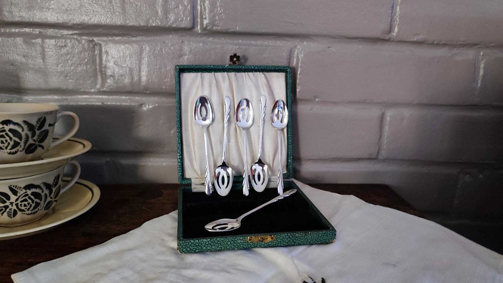 1950s Set Of 6 Dutch Silver Plated Teaspoon Set Of 6, Zilverstad Schoonhoven photo furniture