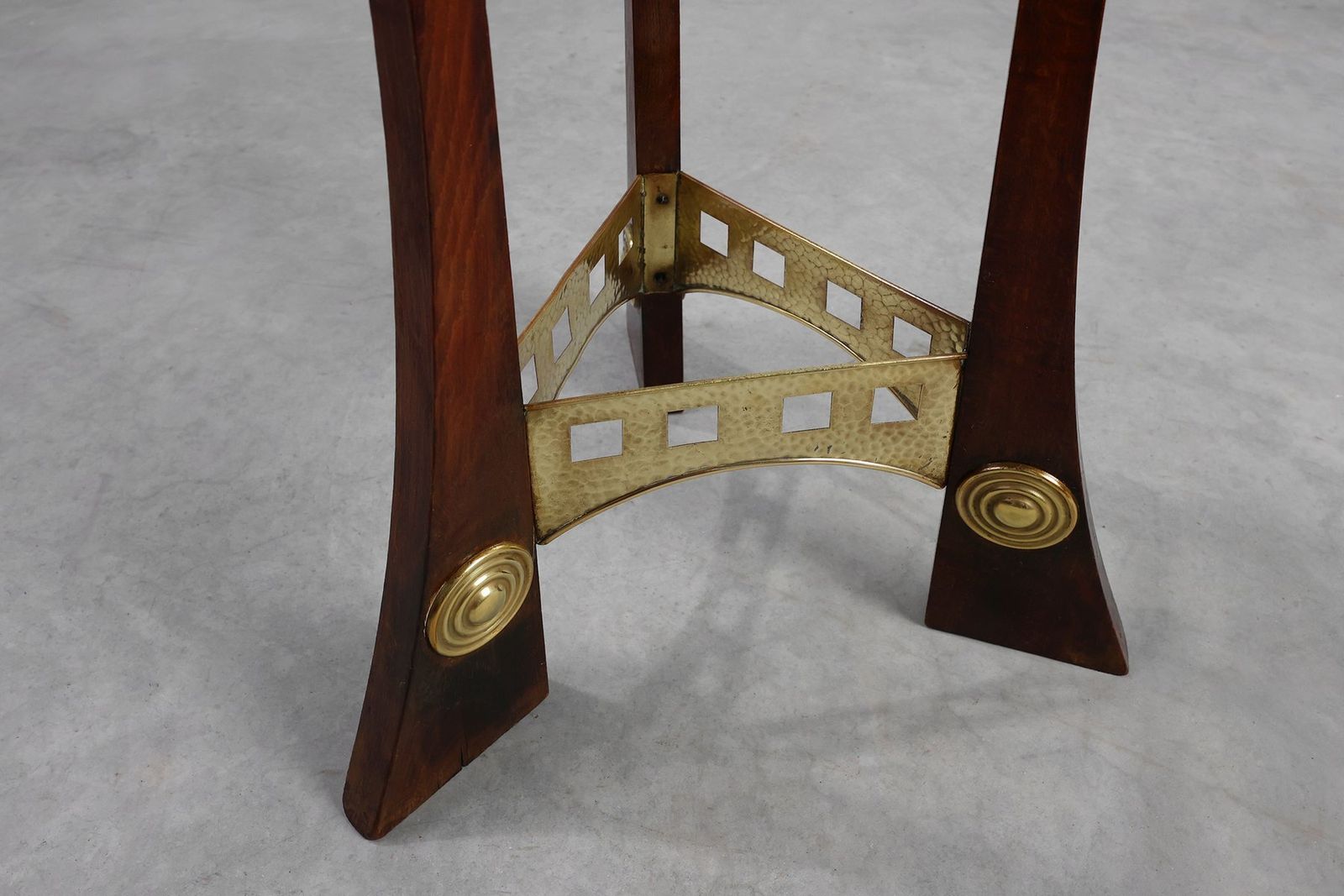 photo vinterior Art Nouveau Pedestal In Wood And Brass, Belgium, 1910s