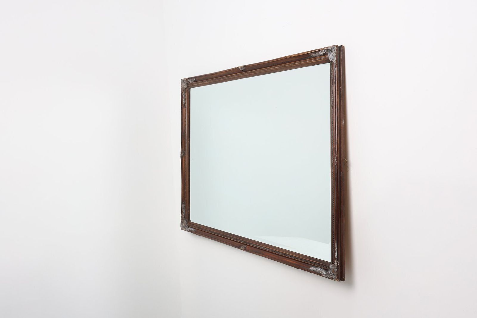 Antique Facet Cut Mirror With Carved Wood Frame, France, 1850s photo Home Decor