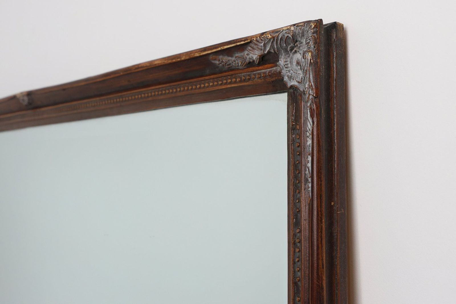 photo for sale Antique Facet Cut Mirror With Carved Wood Frame, France, 1850s