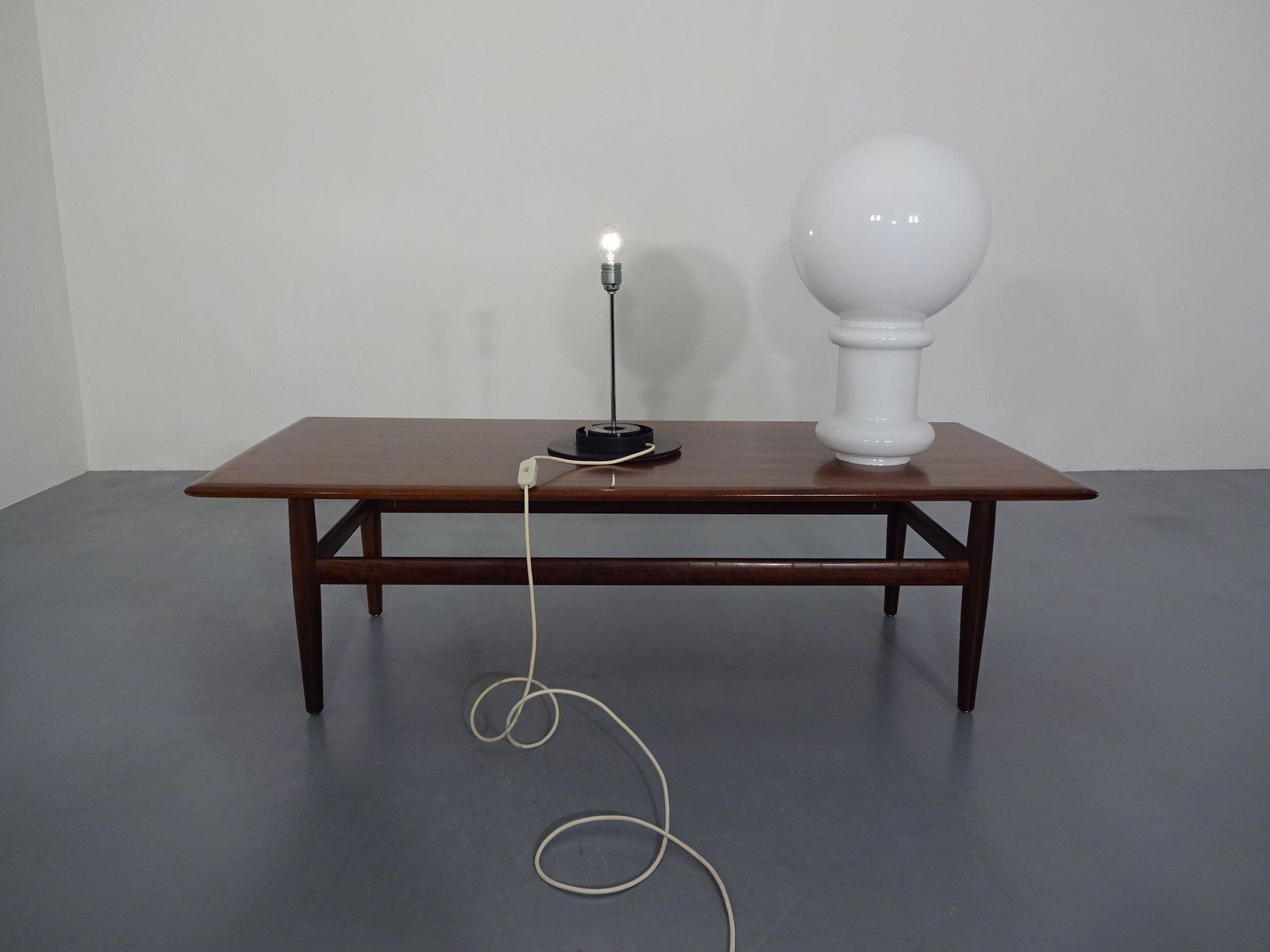 Opal Glass Floor Lamp From Glashütte Limburg, Germany, 1960s photo Lighting
