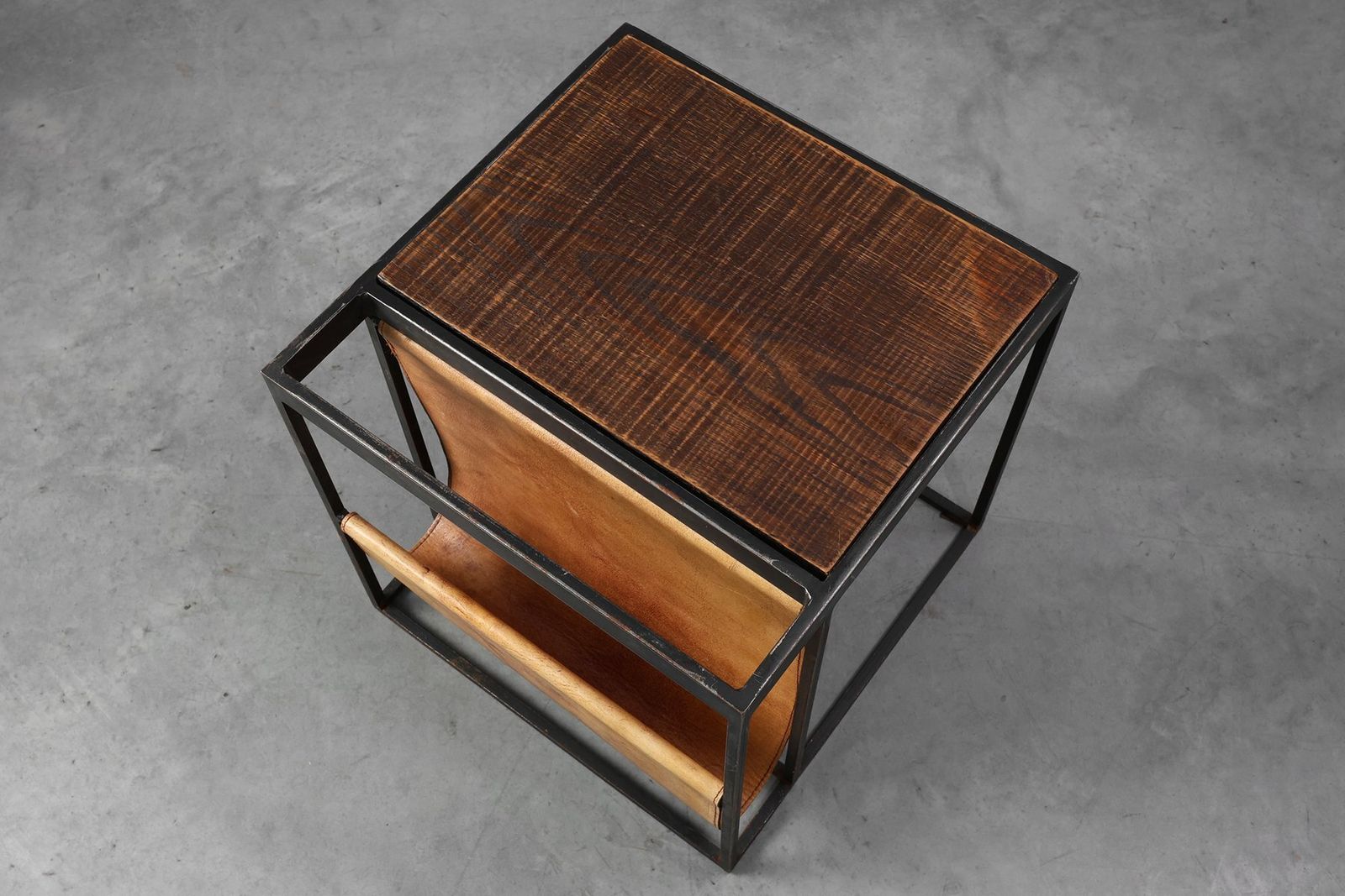 Mid Century Magazine Holder In Metal, Wood And Leather, Belgium, 1960s photo 1821.0