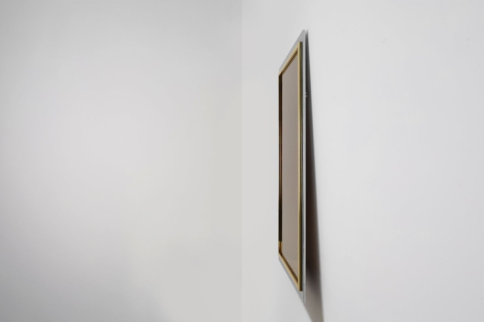 Large Mid Century Mirror In Metal And Fumé Glass From Belgo Chrome, Belgium, 1980s photo buy