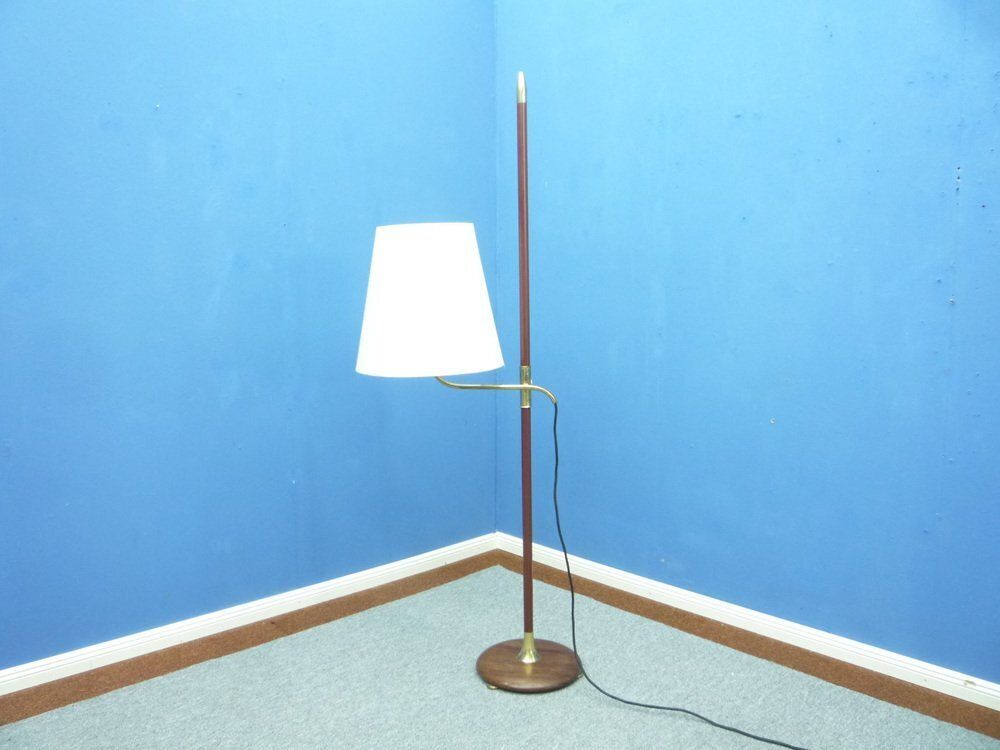 Floor Lamp In Brass And Teak By Florian Schulz, 1950s photo furniture