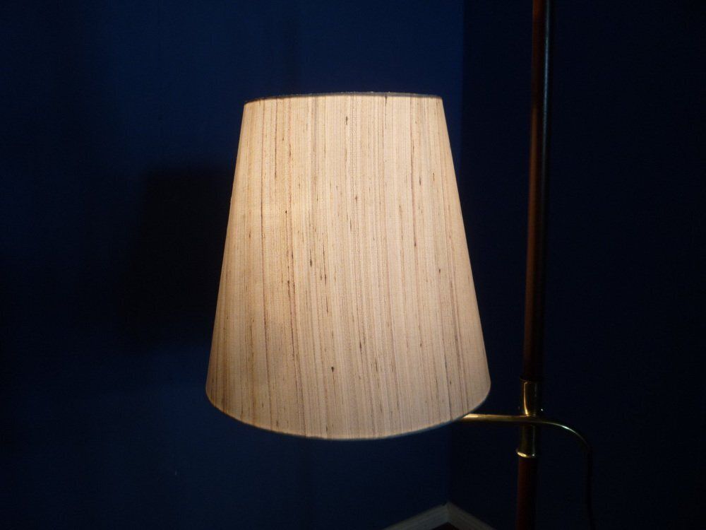 photo for sale Floor Lamp In Brass And Teak By Florian Schulz, 1950s