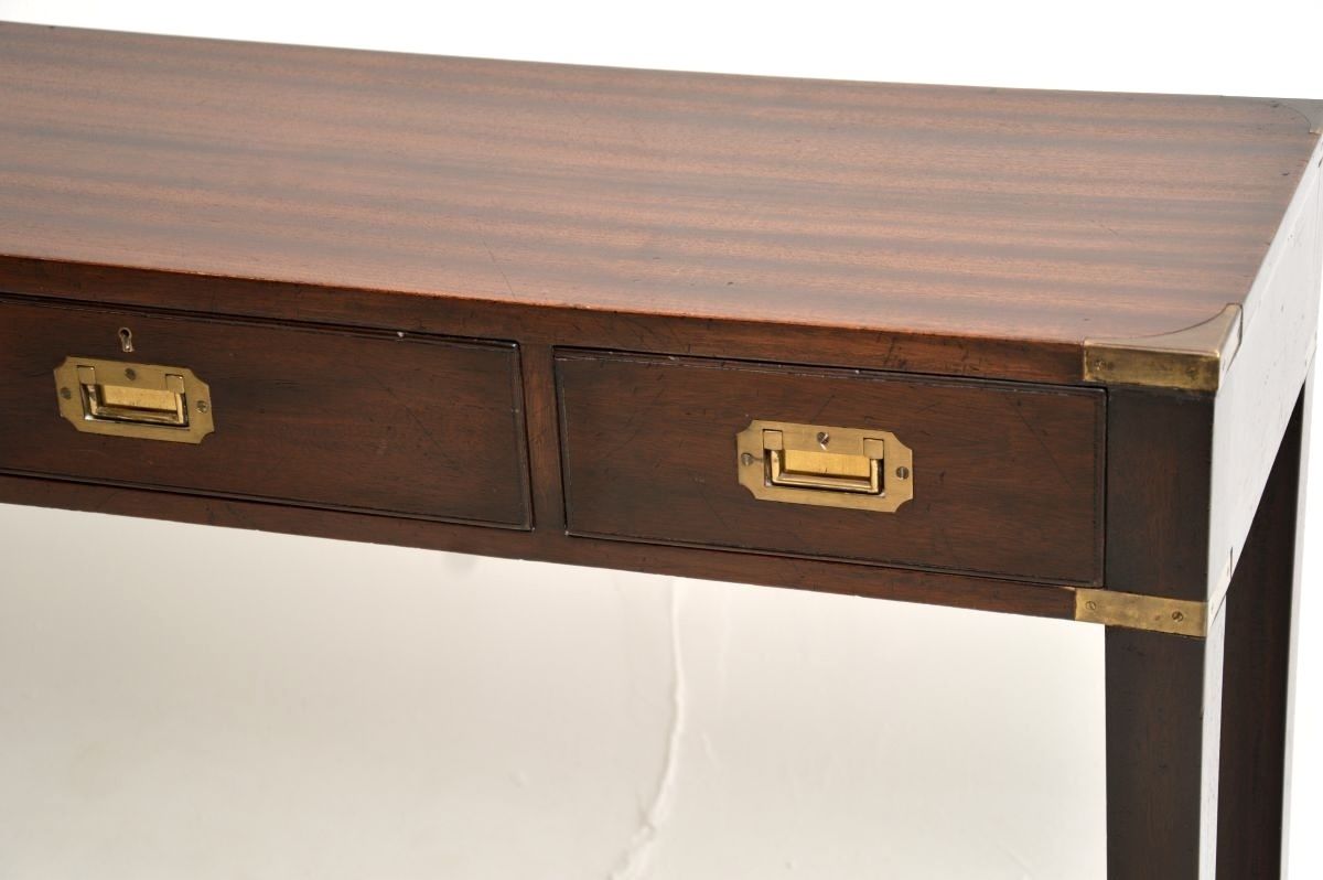 Antique Military Campaign Style Mahogany And Brass Console Table photo Furniture