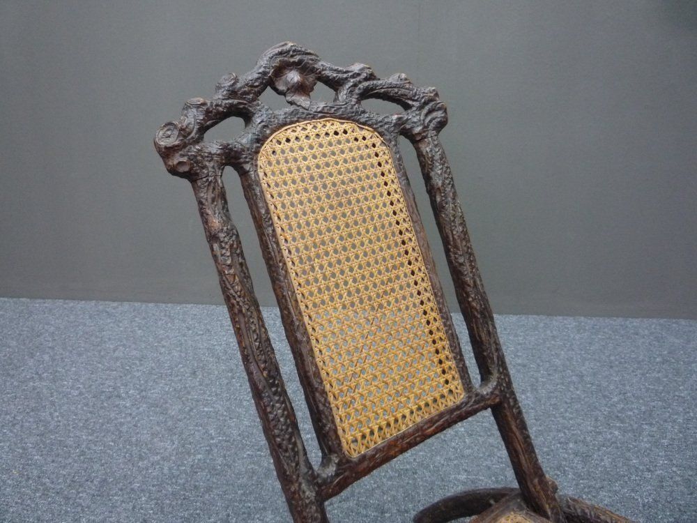 Antique And Hand Carved Folding Chair, 1900s photo Furniture