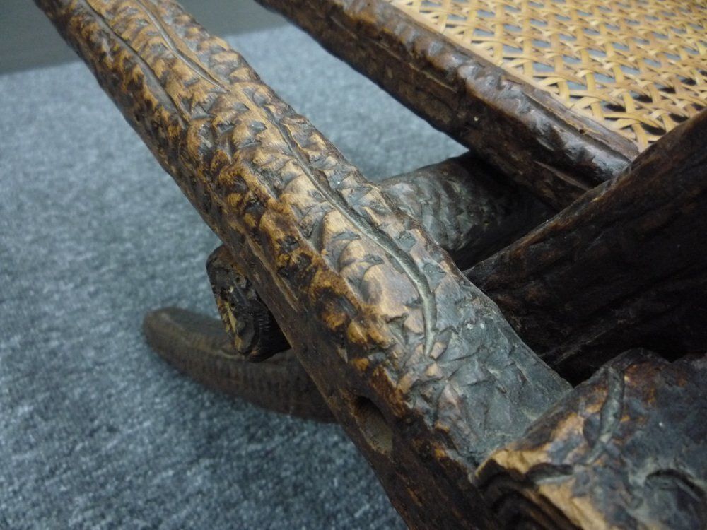 Furniture Antique And Hand Carved Folding Chair, 1900s photo