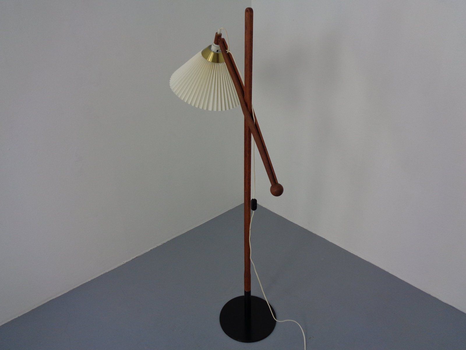 photo furniture Model 325 Adjustable Floor Lamp In Teak By Vilhelm Wohlert For Le Klint, Denmark, 1950s