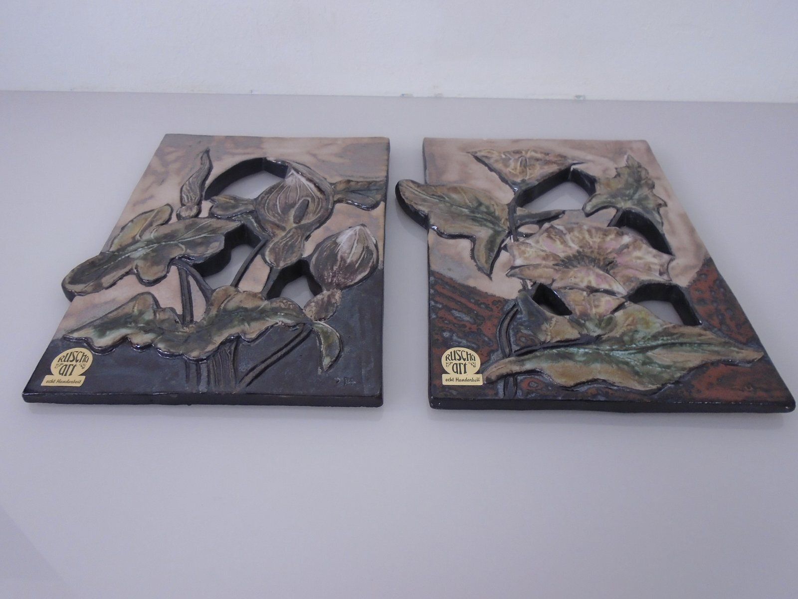 photo furniture Ceramic Wall Plaques From Ruscha, Germany, 1960s, Set Of 4