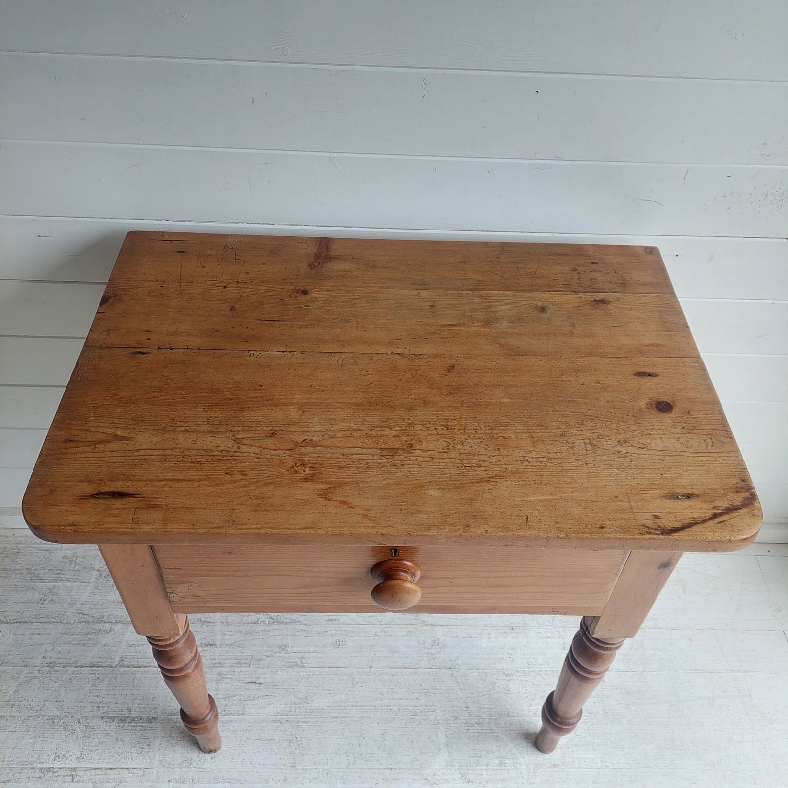 photo buy Victorian Antique Rustic Pine Side Table Small Desk Kitchen Console Table With Drawer 1900s
