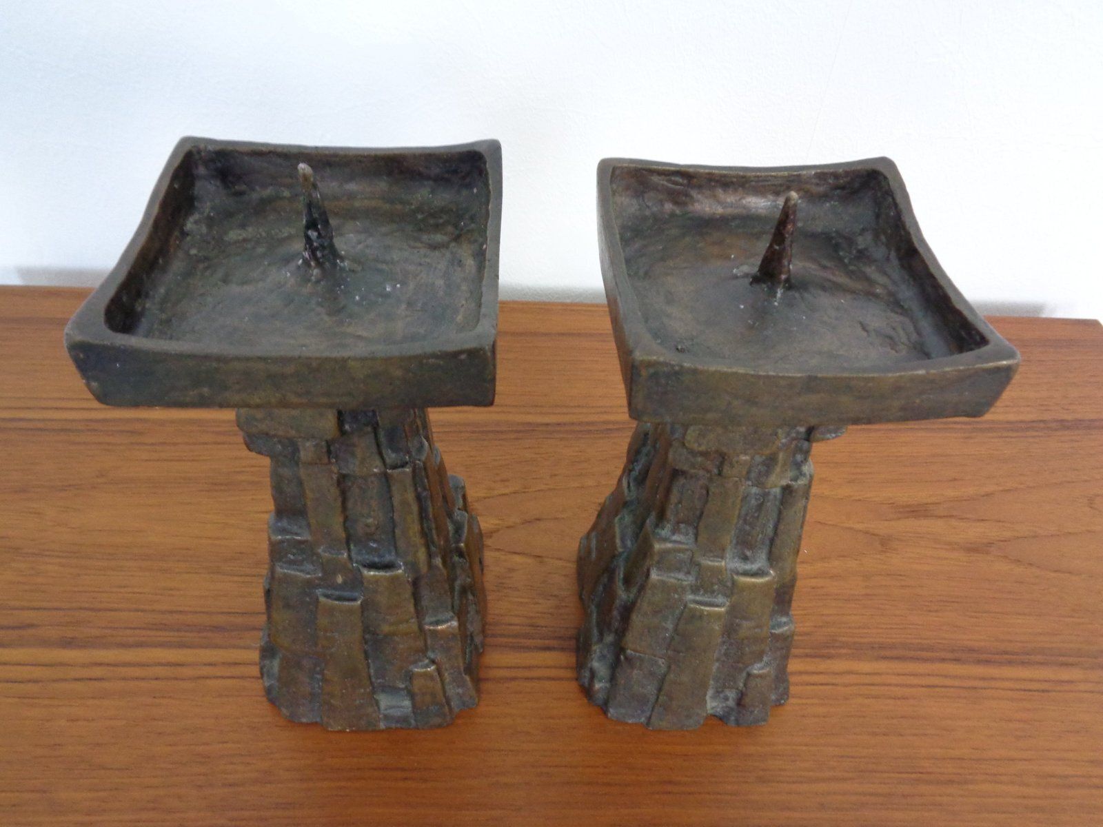photo furniture Large Brutalist German Bronze Candleholders, 1960s, Set Of 2