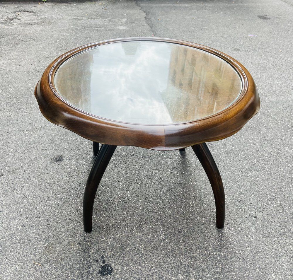 Wooden Coffee Table With Crystal By Osvaldo Borsani For Abv, 1960s