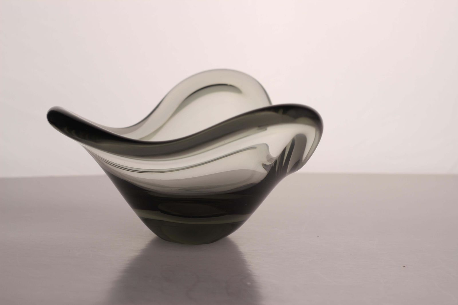 Furniture Scandinavian Modern Smoke Grey Glass Bowl, Per Lütken “Fionia” For Holmegaard photo