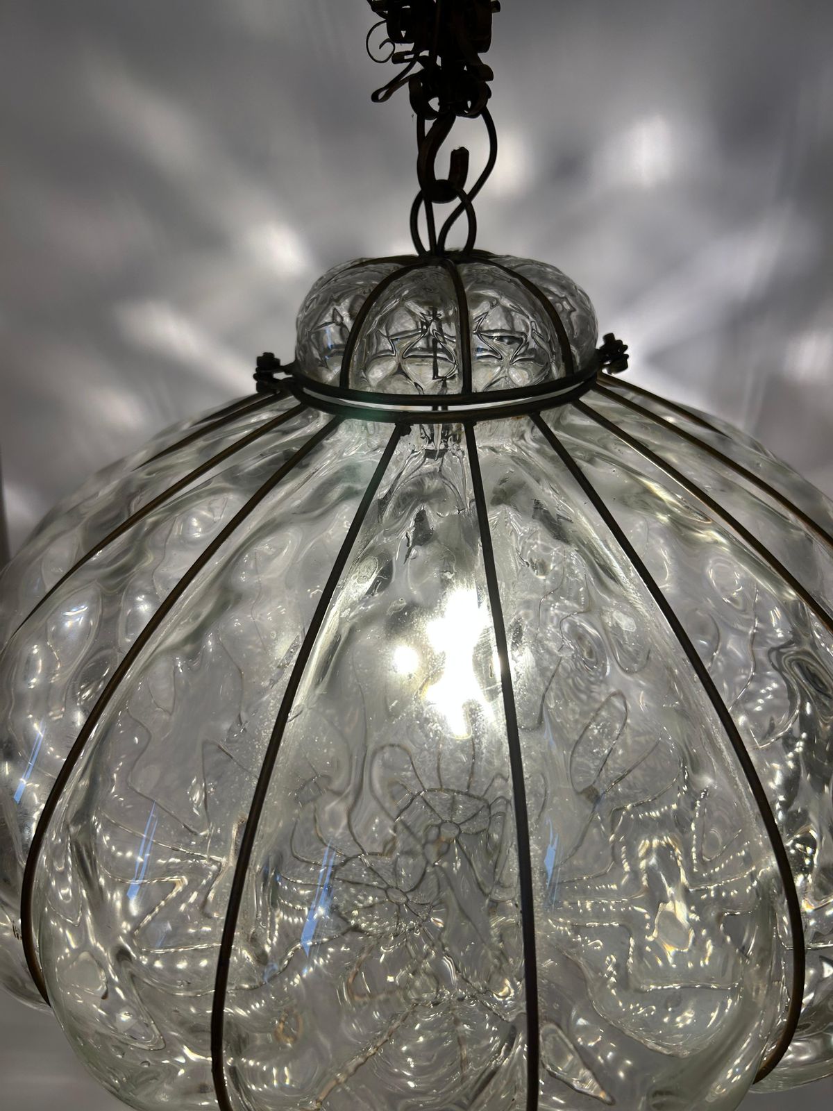photo vinterior Pair Of Fabulous Venetian Lanterns, Murano Glass, 1980's