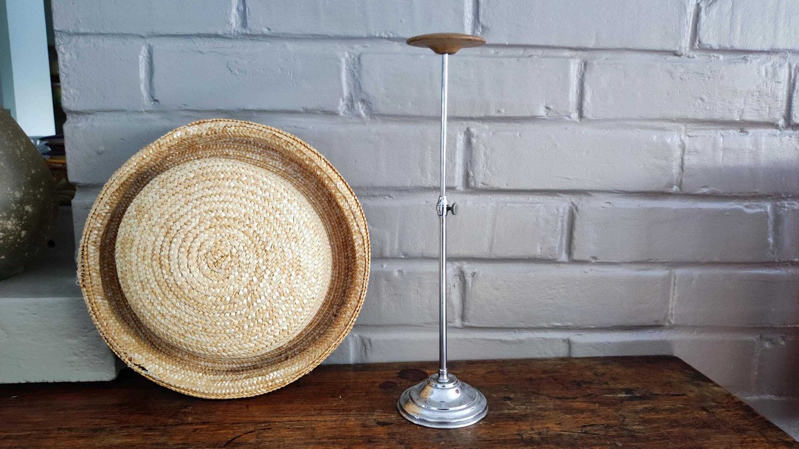 Antique French Adjustable Chrome Hat Display Stand, Vn Siegel Paris photo for sale