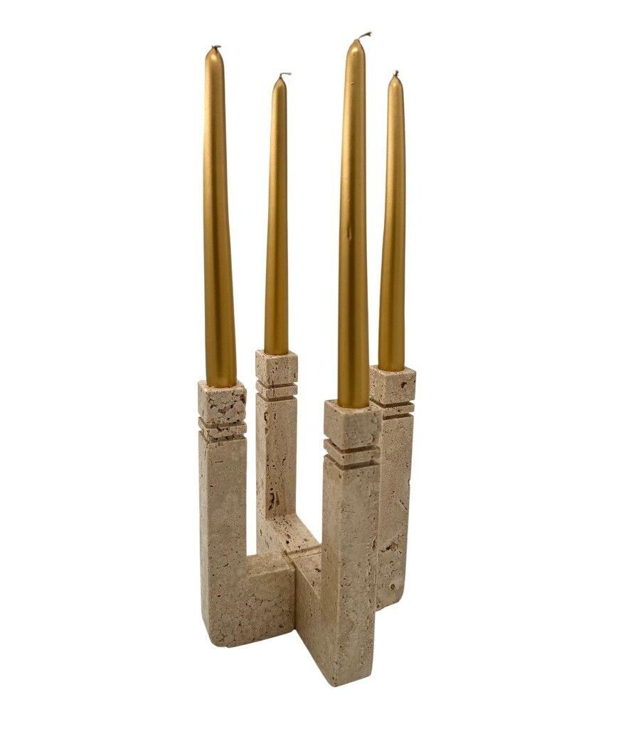 An Italian 1970s Travertine Candle Holder By Fratelli Mannelli photo for sale