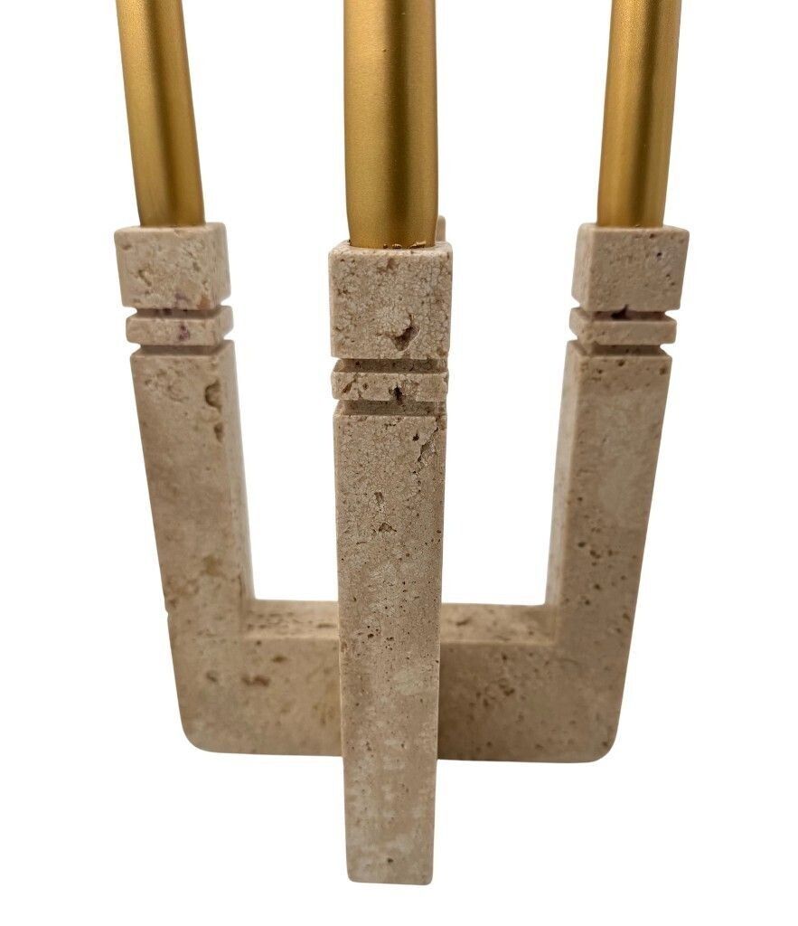 An Italian 1970s Travertine Candle Holder By Fratelli Mannelli photo Home Decor