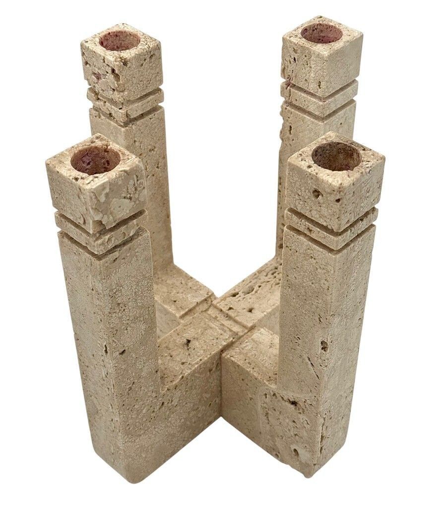 An Italian 1970s Travertine Candle Holder By Fratelli Mannelli photo vinterior