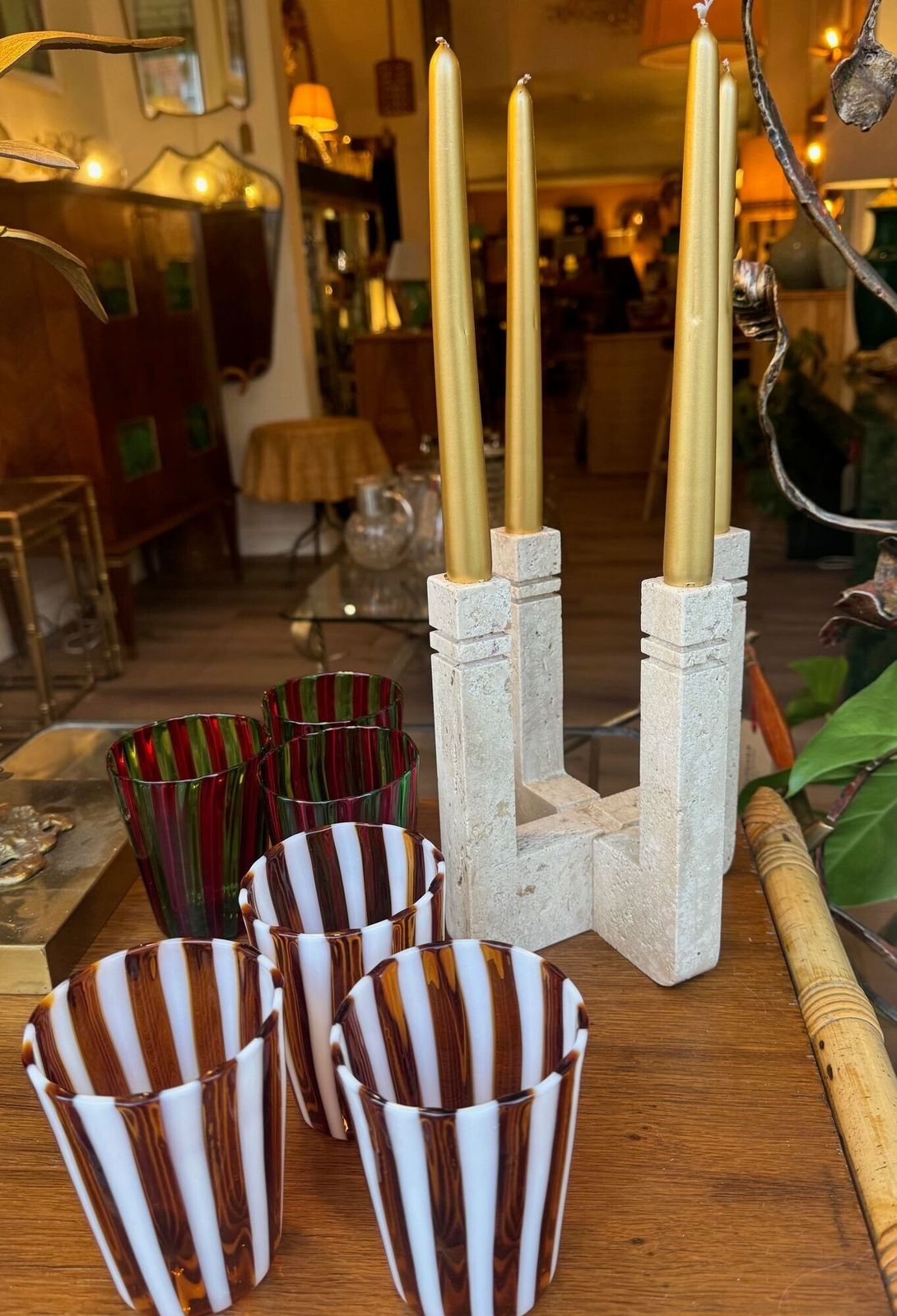 An Italian 1970s Travertine Candle Holder By Fratelli Mannelli photo vintage