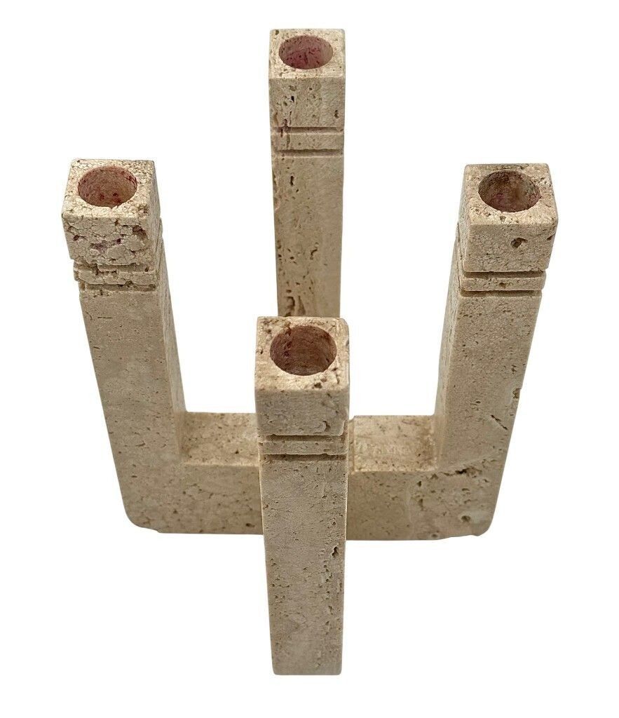 photo for sale An Italian 1970s Travertine Candle Holder By Fratelli Mannelli