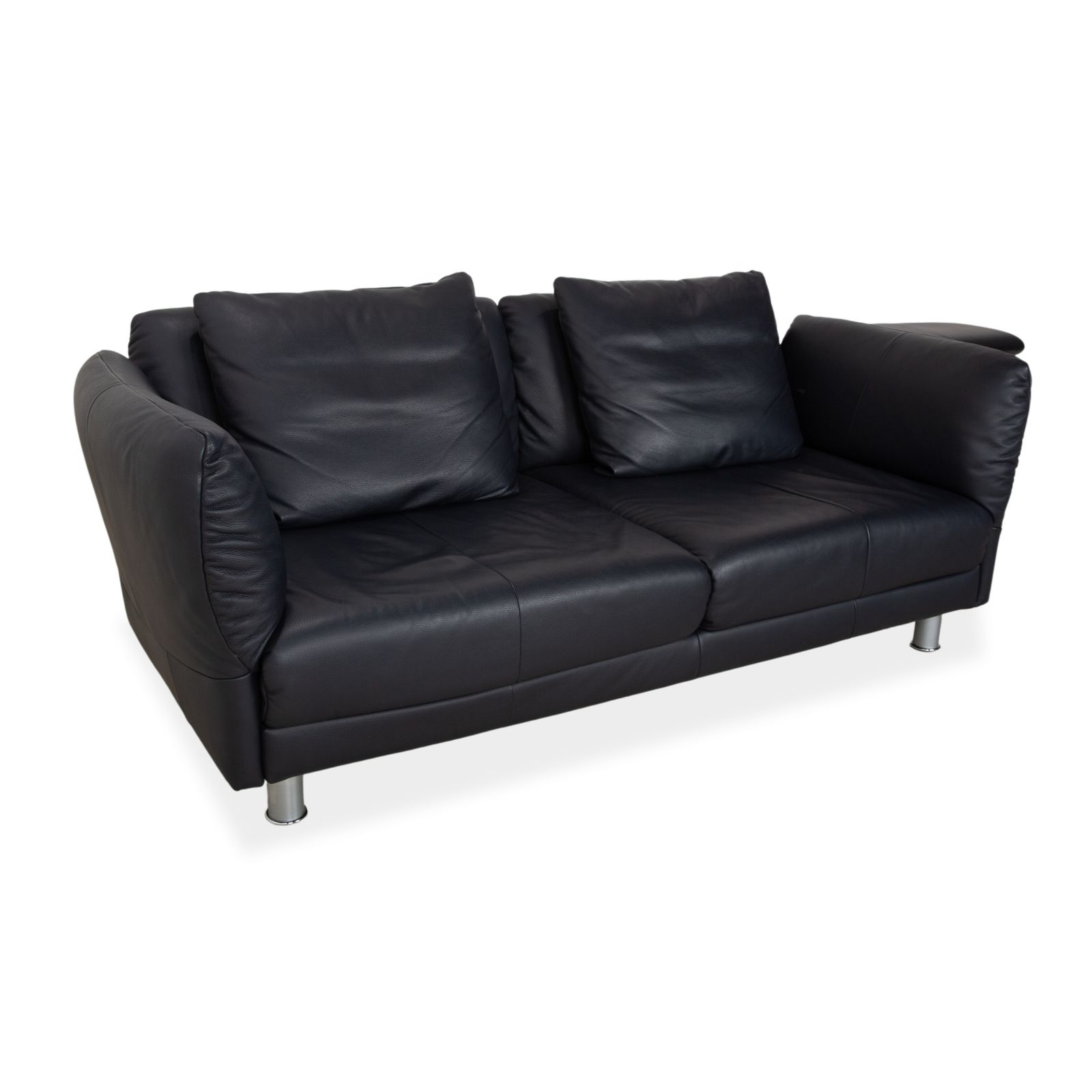 Rolf Benz 510 Leren Driezitsbank Donkerblauw Manuele Functie photo for sale