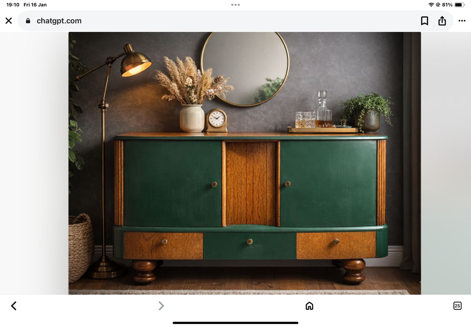 Mid   Century Modern Revived Sideboard In Forest Green And Oak photo buy