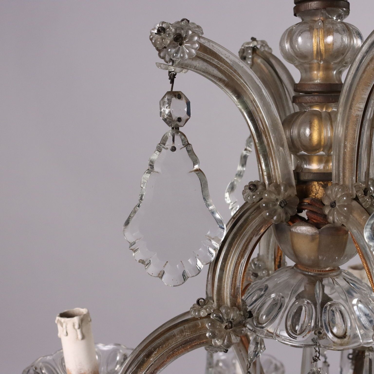 Antique 12 Light Chandelier Maria Theresa Style Glass XX Century photo vinterior