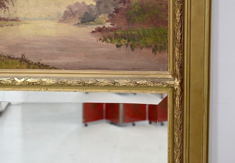 Trumeau Mirror With Oil On Wood, 20th Century photo 1514.1