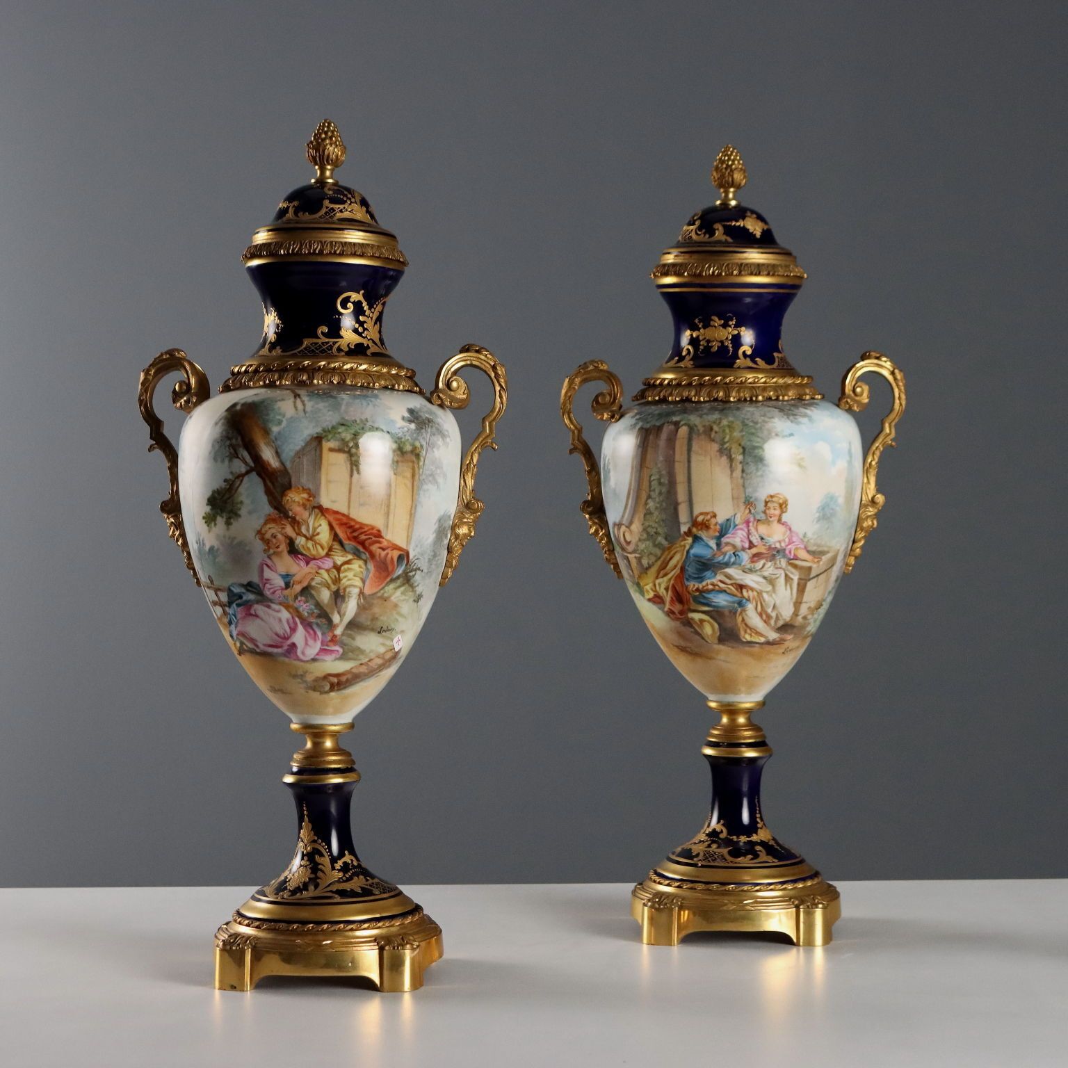 Antique Vases Sèvres Porcelain Decorations France XIX Century