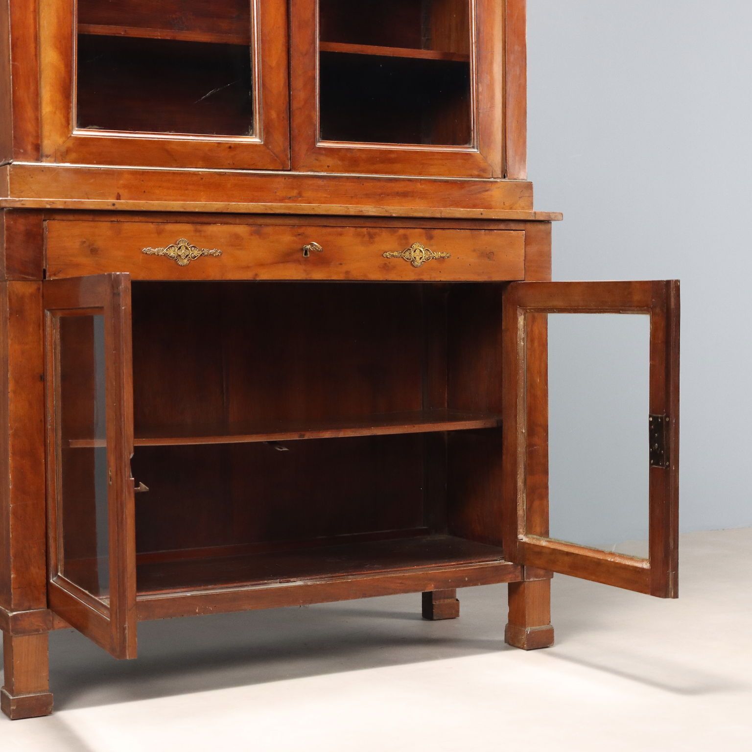 Antique Empire Display Cabinet Walnut Bronze Italy XIX Century photo 1690.0