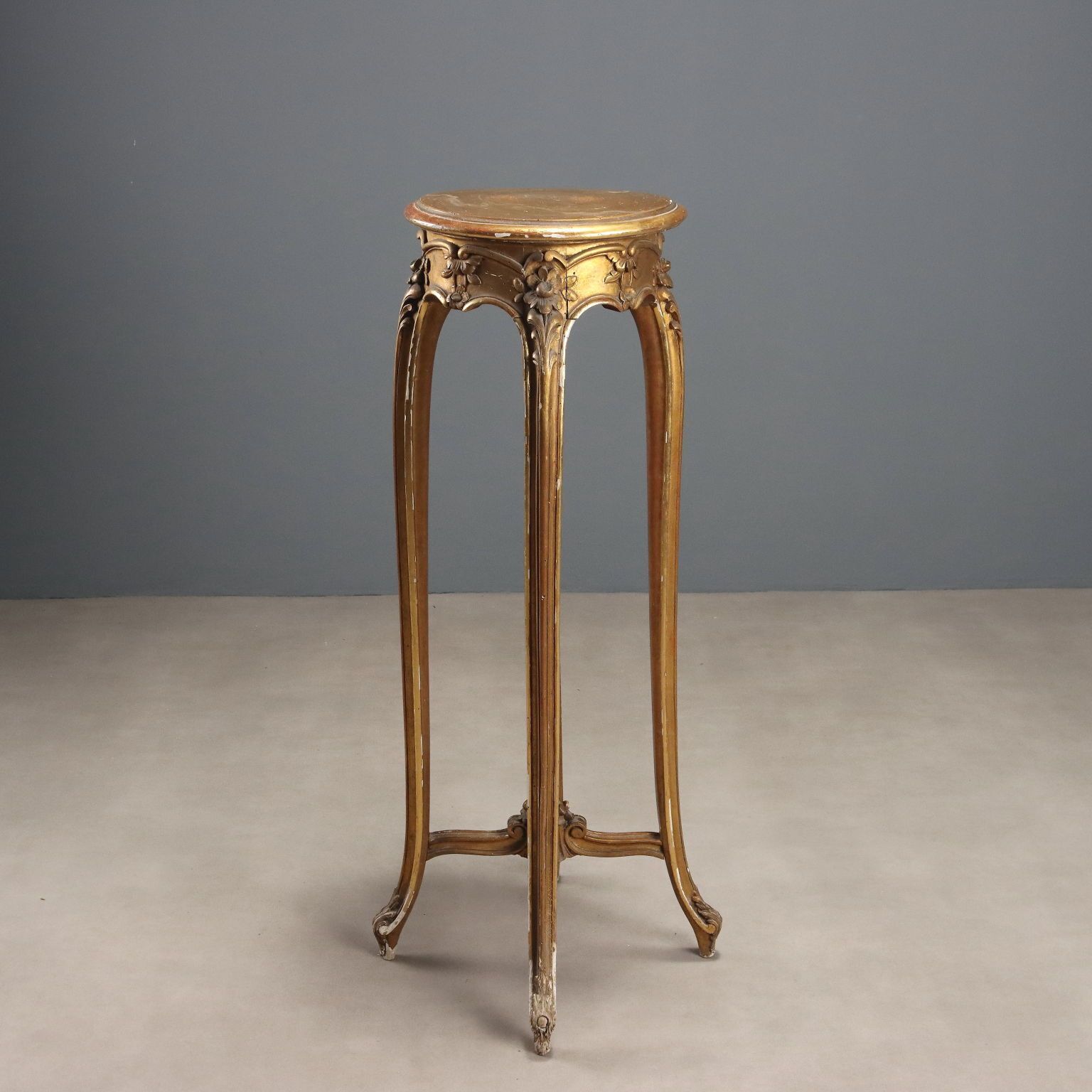 Antique Vase Holder Carved Gilded Wood Italy Late XIX Century photo vintage
