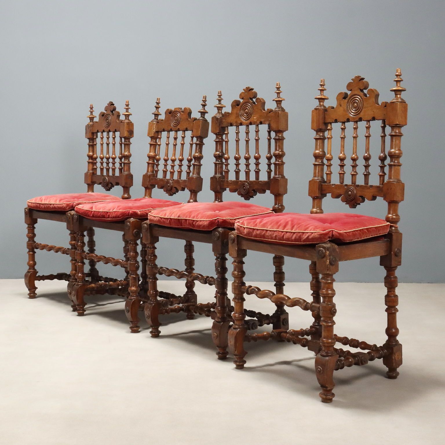 Chairs Baroque Style Velvet Seat Italy XX Century photo for sale