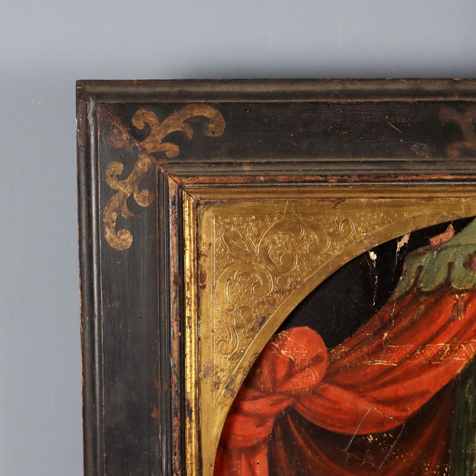 Antique Painting Virgin Mary With Jesus Child Oil On Hardboard '400 photo vintage