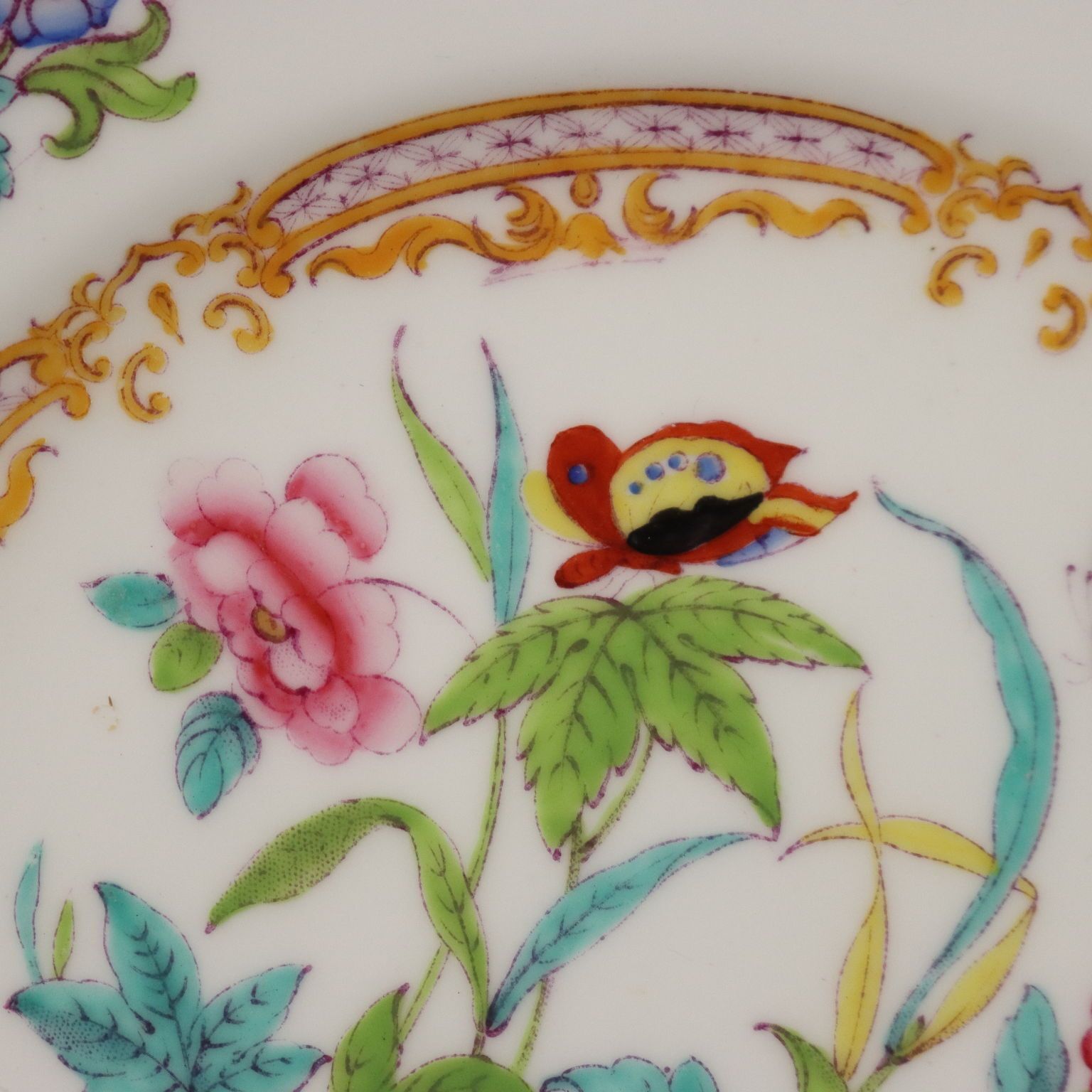 Antique Minton Porcelain Saucer Set England XIX Century photo vintage
